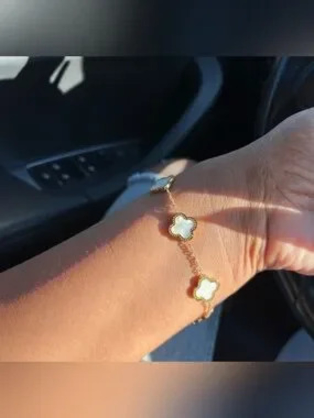 18k Gold Plated Titanium Clover Charm Bracelet